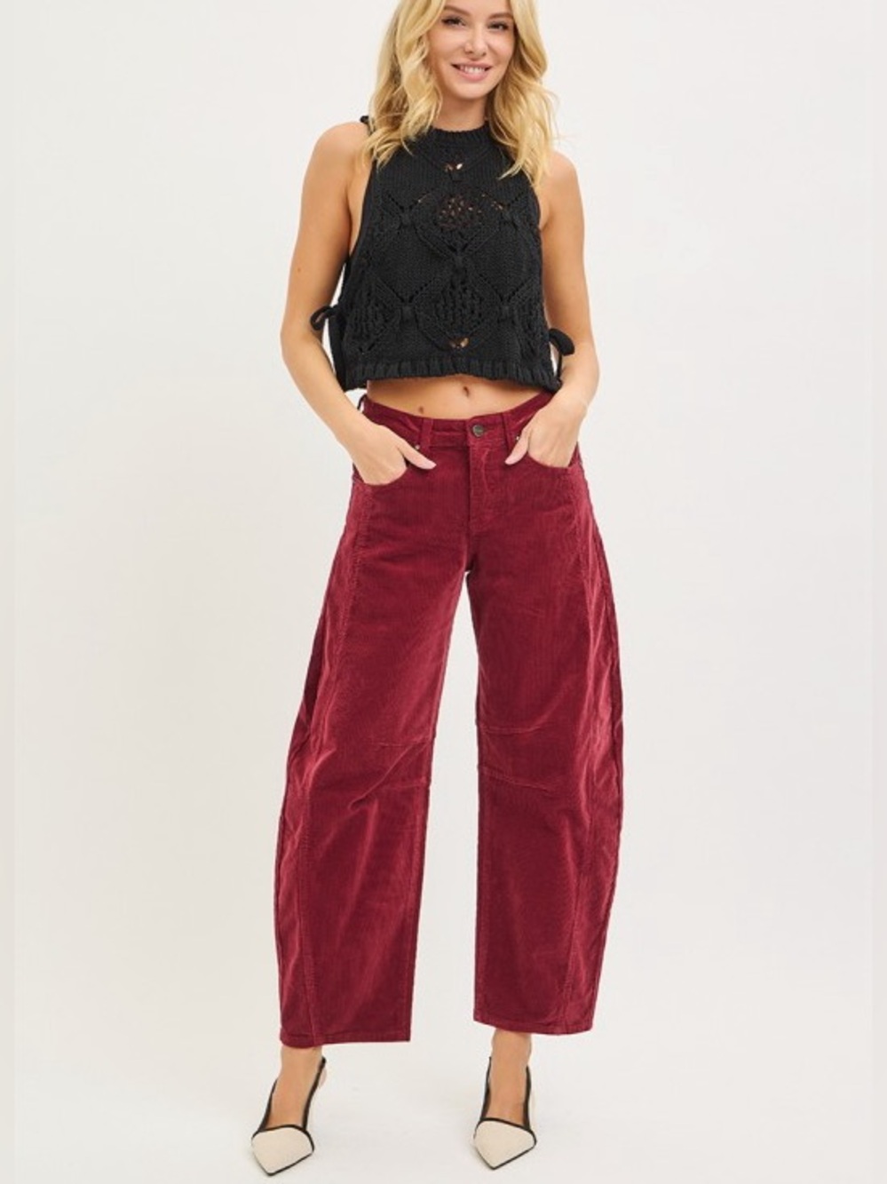 Risen Slouchy Ankle Barrel Corduroy Pants – Various Sizes